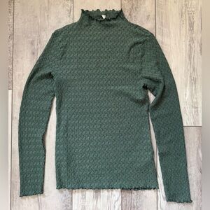 Anthropologie Daily Practice MockNeck Textured long sleeve green size small